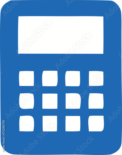 Simple blue calculator icon graphic for digital and print use representing arithmetic and calculations