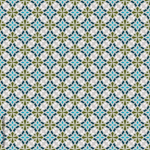 Moroccan lattice seamless vector pattern with ornamental swirls, arabesque inspired repeating tile design for wallpaper and fabric texture.