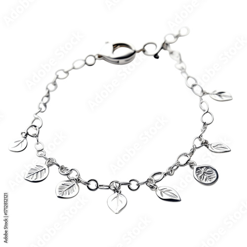 Wallpaper Mural Delicate silver bracelet with leaf charms Torontodigital.ca