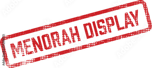 A red angled stamp announces Menorah Display in a bold, textured design
