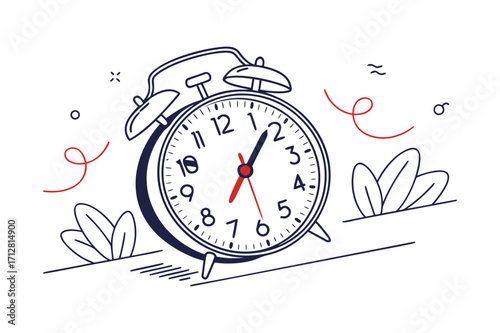 Vintage alarm clock with decorative elements time retro