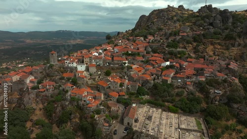 Drone Aerial View of Monsanto Village in Central Portugal