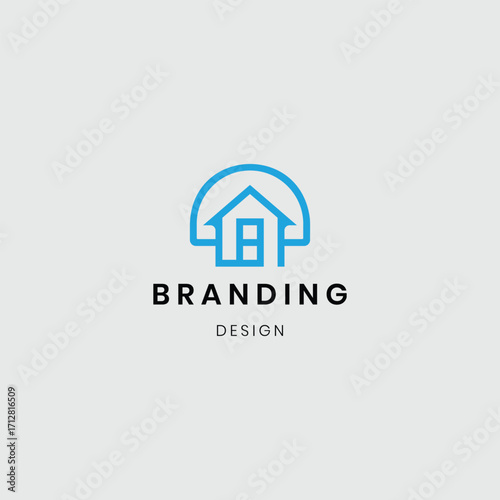 A logo showing a house with buildings, symbolizing real estate, construction, and property development. Suitable for architecture firms, real estate agencies, home builders, and construction businesse