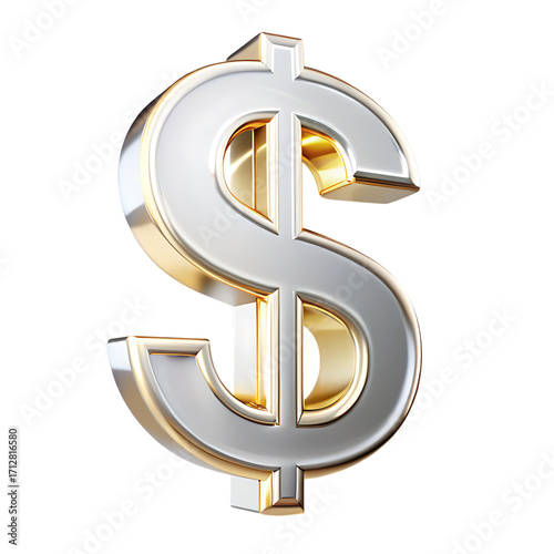 3D Luxurious Currency Logo on Clear Background on a bright white and transparent background