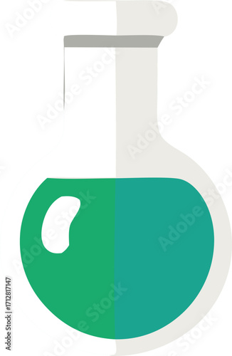 Green liquid in round bottom flask scientific glassware chemistry lab equipment educational science icon