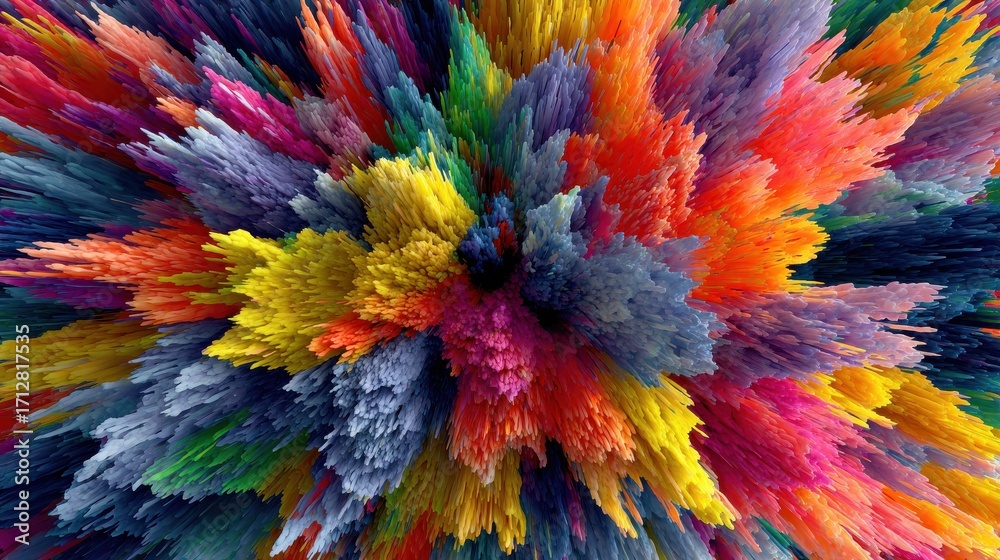 Obraz premium vibrant color explosion abstract art digital artwork creative space aerial view visual concept