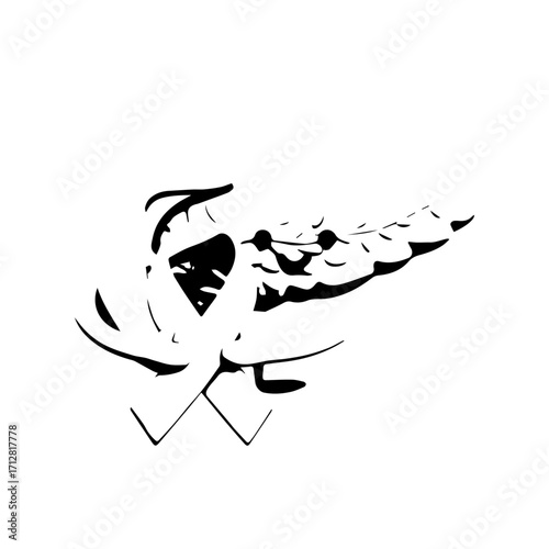 Black and White Stylized Illustration of the Human Pancreas Organ.
