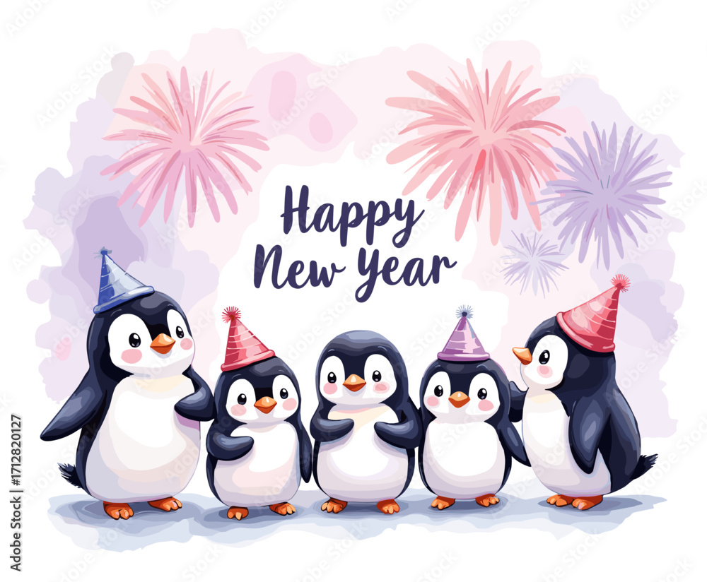 Naklejka premium Happy New Year, New Year evening, new year sale, new year banner, new year card, 2026, new year evening, new year poster, new year banner, holiday, new, year, sign, celebration, neon, new year, night,