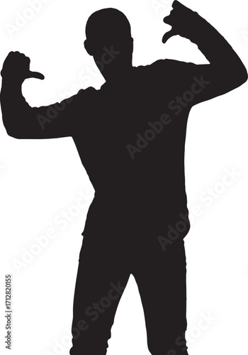 vector,silhouette of  man pointing himself