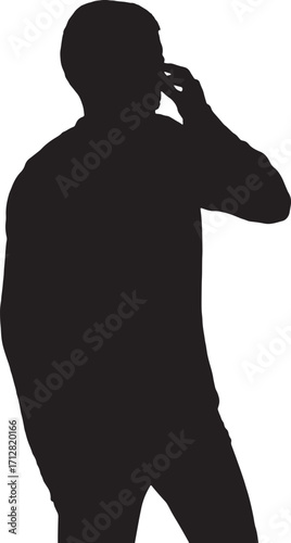 vector,silhouette of a  man who covers his nose with his fingers because it makes an smell bad