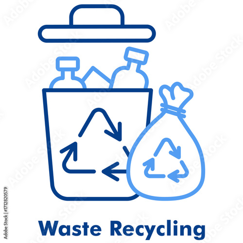 Waste Recycling Two Tone Line Color Vector Icon. Useful for sustainability, ecology, reuse process, and circular economy.