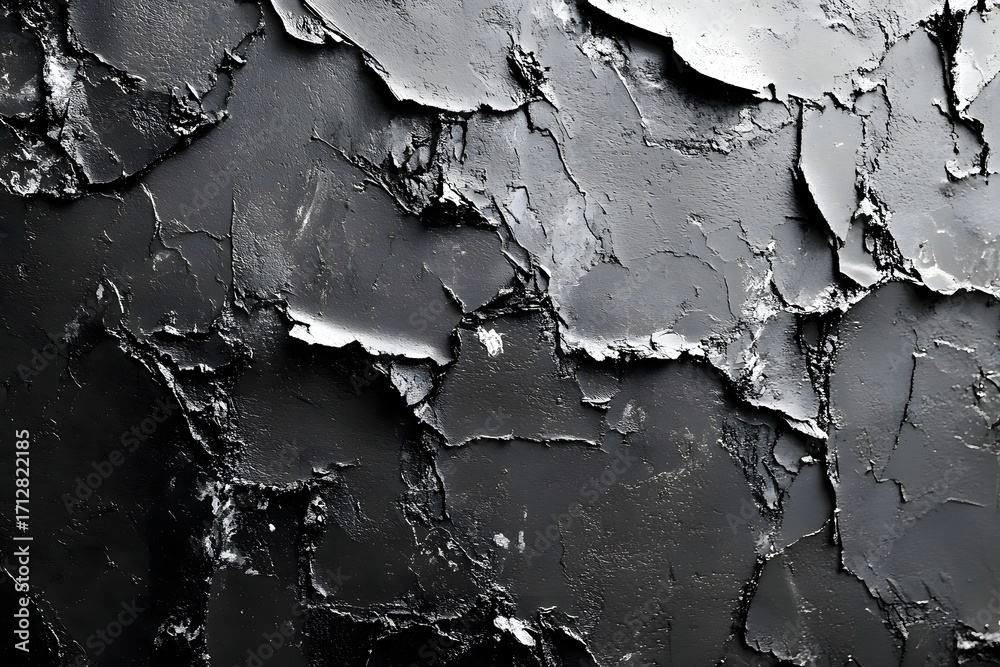 Obraz premium A close up view of dark gray textured rock formations with jagged edges and deep shadows