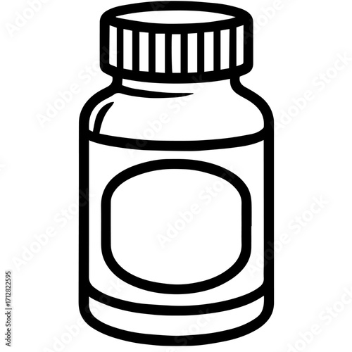 Minimalist Medicine Bottle Icon – Blank Label Pharmaceutical Packaging