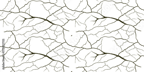 Seamless cracked texture with dry branching vein pattern, natural fracture background design for wall, floor, abstract surface, grunge, and artistic decorative projects