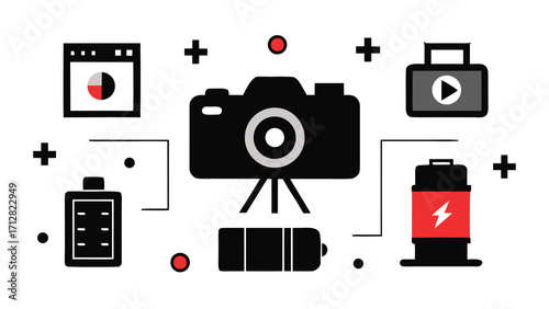 Essential Photography Equipment and Accessories Icons