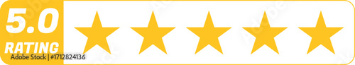 Gold Stars 5.0 Rating Icon - Perfect Review for Quality, Satisfaction, and Excellence