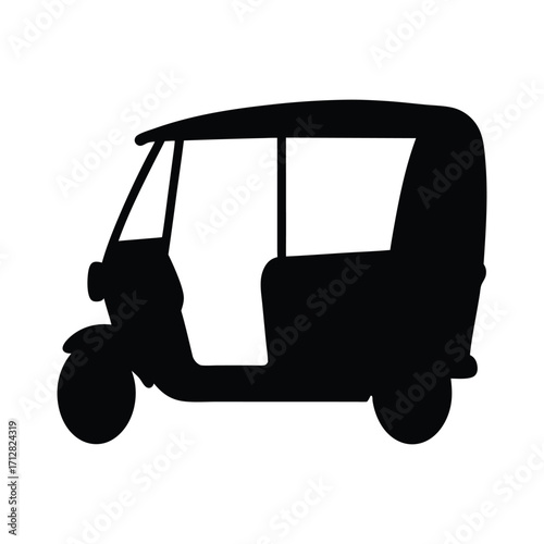 Black silhouette of auto rickshaw vector illustration for travel and transportation design concept