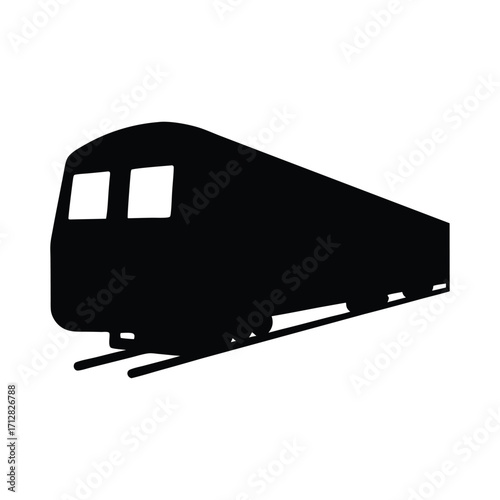 Isolated black silhouette of a passenger train subway metro or rail transport vector illustration