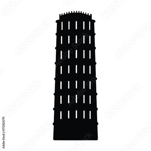 Leaning tower of pisa silhouette vector illustration famous italian landmark architecture italy travel icon 90