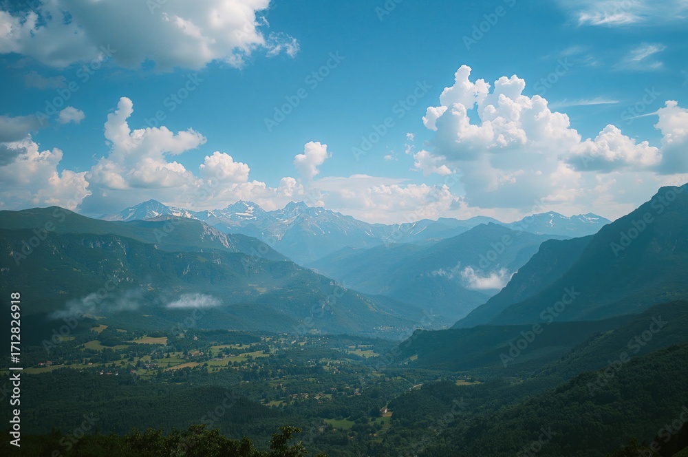 Fototapeta premium Wide-angle view of the mountain range