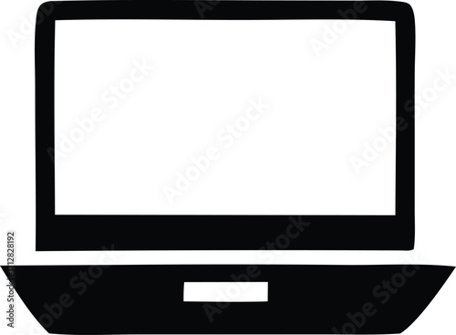 Modern laptop computer icon simple silhouette digital technology device for business and personal use