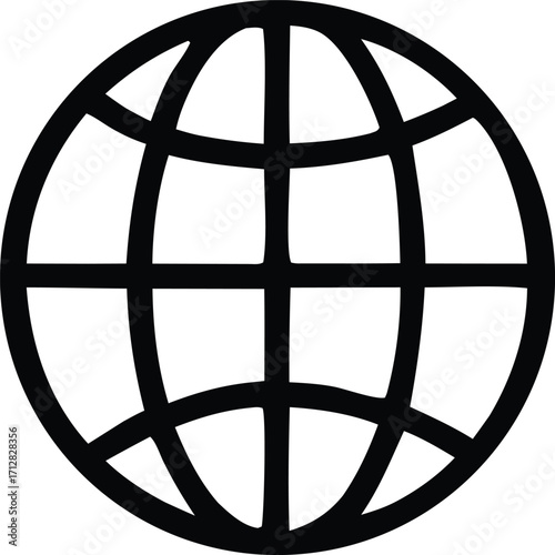 Simple globe icon representing global connectivity internet and worldwide network access for digital communications