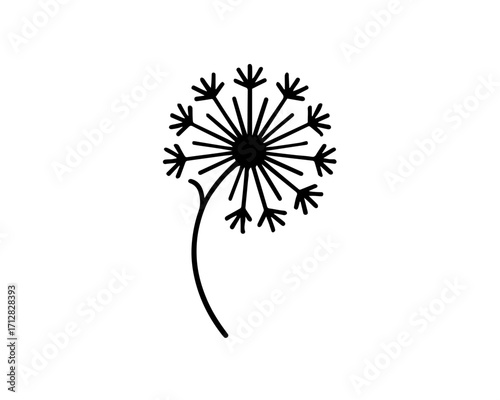 Minimalist Dandelion Silhouette – Geometric Botanical Emblem