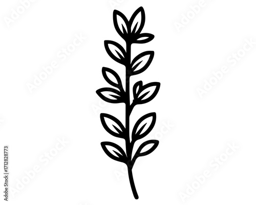 Minimalist Leaf Stem – Geometric Botanical Silhouette