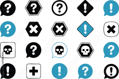 Warning Signs and Symbols with Question Marks and Exclamation Points
