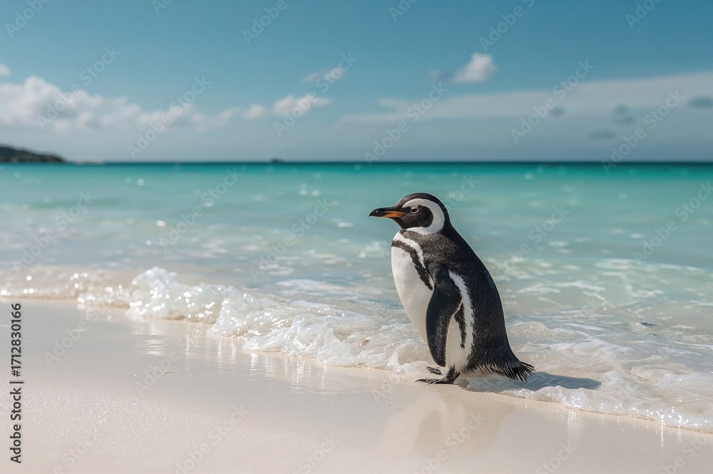 Obraz premium Flightless aquatic bird with tuxedo-like plumage