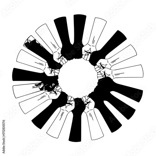 Interlocked Fists in a Circle Representing Unity Solidarity and Equality.