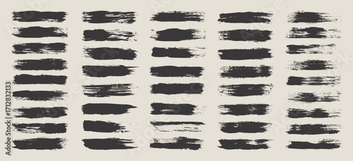 Grunge brush strokes, lines, ink smudges, hand-drawn scribble shapes. Handmade sketchy marks, acrylic stains, charcoal streaks. Paint textures, dry brush effect. Marker underline. Vector illustration