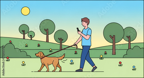 man walking with dog