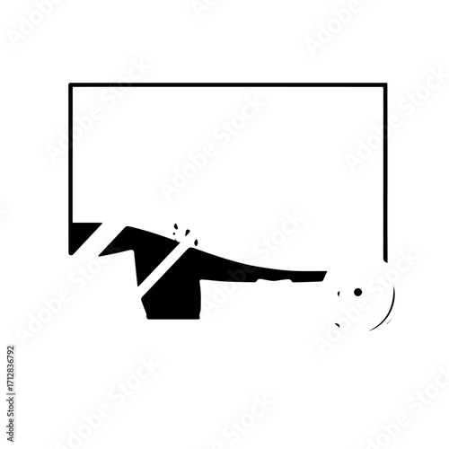 Minimalist black graphic icon of a car windshield wiper sweeping across a windscreen.