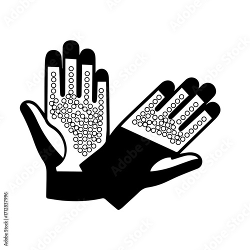 Black and White Stylized Gloves with Textured Palm and Finger Pads.