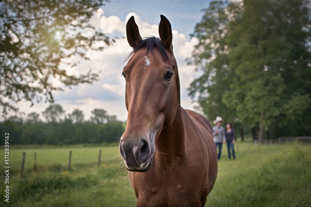 Naklejka premium Serene depiction of an equine amidst a tranquil environment highlighting animal welfare