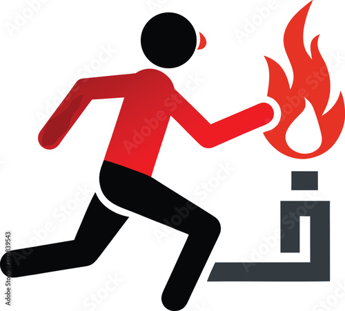 Emergency Exit Sign – Running Man to Door with Arrow, Fire Evacuation Safety Symbol
