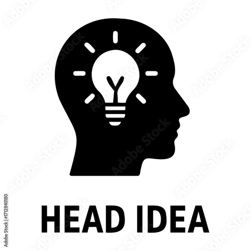Illustration of a head silhouette with a lightbulb inside representing an idea concept