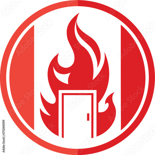 Emergency Exit Sign – Running Man to Door with Arrow, Fire Evacuation Safety Symbol
