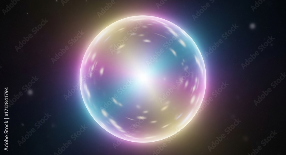 Obraz premium Enchanting glowing orb pulsates with vibrant cosmic energy against a deep space backdrop, radiating ethereal light and wonder for futuristic concepts.