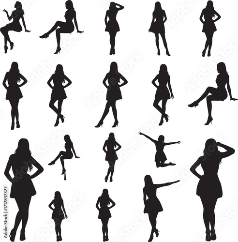 Female Silhouettes in Fashion Poses – Elegant, Confident and Stylish Women Vector Collection