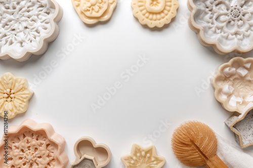 Wallpaper Mural Mastic plastic slicer on a white backdrop. Baking mold, overhead perspective, flat lay Torontodigital.ca