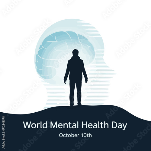 World Mental Health Day Awareness Vector Illustration