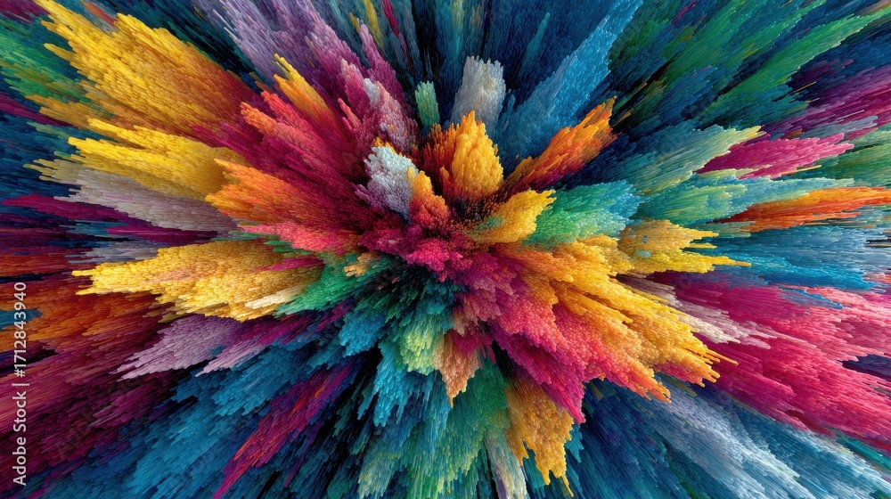 Obraz premium vibrant color explosion abstract art digital artwork creative space aerial view visual concept