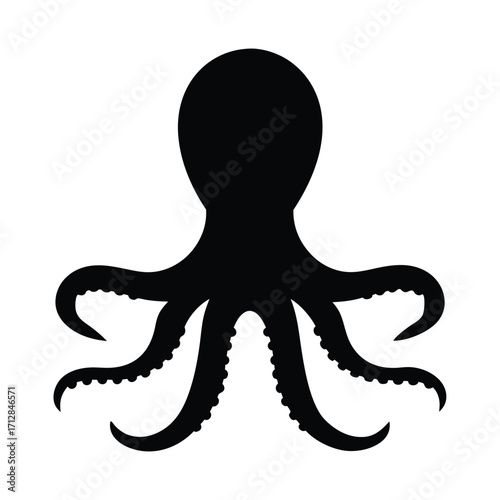 Octopus vector illustration silhouette kraken sea animal ocean creature marine life graphic design icon symbol
