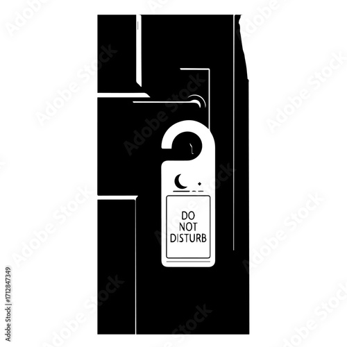 Do Not Disturb Sign Hanging on a Hotel Room Door with Keycard Slot and Privacy Indicator.