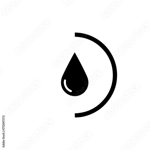 Minimal water drop icon with partial circular arc design.