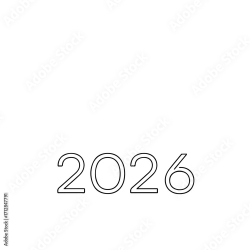 Simple Outline of the Year 2026 Modern Typography Design.