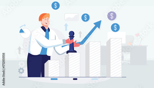 Business Growth Strategy and Financial Success Concept Illustration