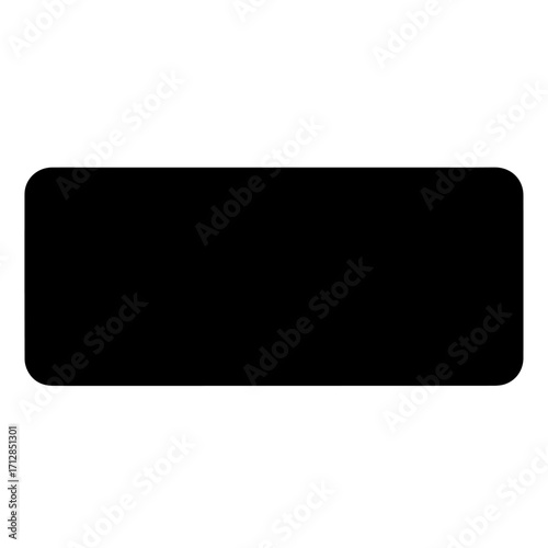 Solid Black Rectangular Shape with Rounded Corners Simple and Minimalist Design.